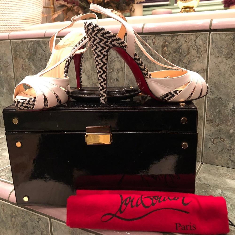 Louboutin Black & White Slingbacks
